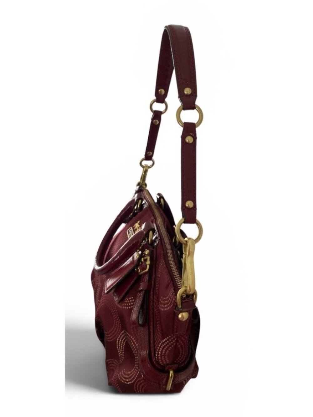 Coach Madison Dotted OP Art Signature C Sophia Satchel Crimson Dust Bag 15939 - Picture 8 of 12